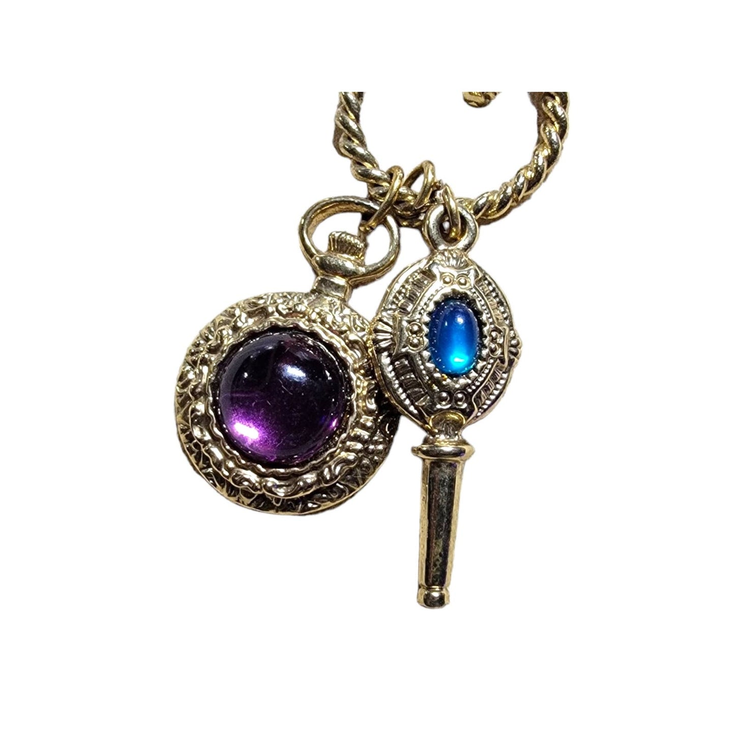 1990s Gold Toned Brooch Pin Hand Holding Ring of Dangling Jewels Costume Jewelry FREE SHIPPING